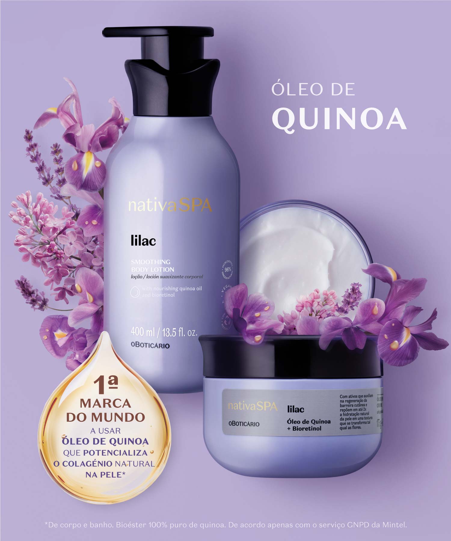 O Óleo de QuinoaTodas as linhas de Nativa SPA contam com o poderoso óleo de Quinoa, que potencializa o colágeneo natural da pele.