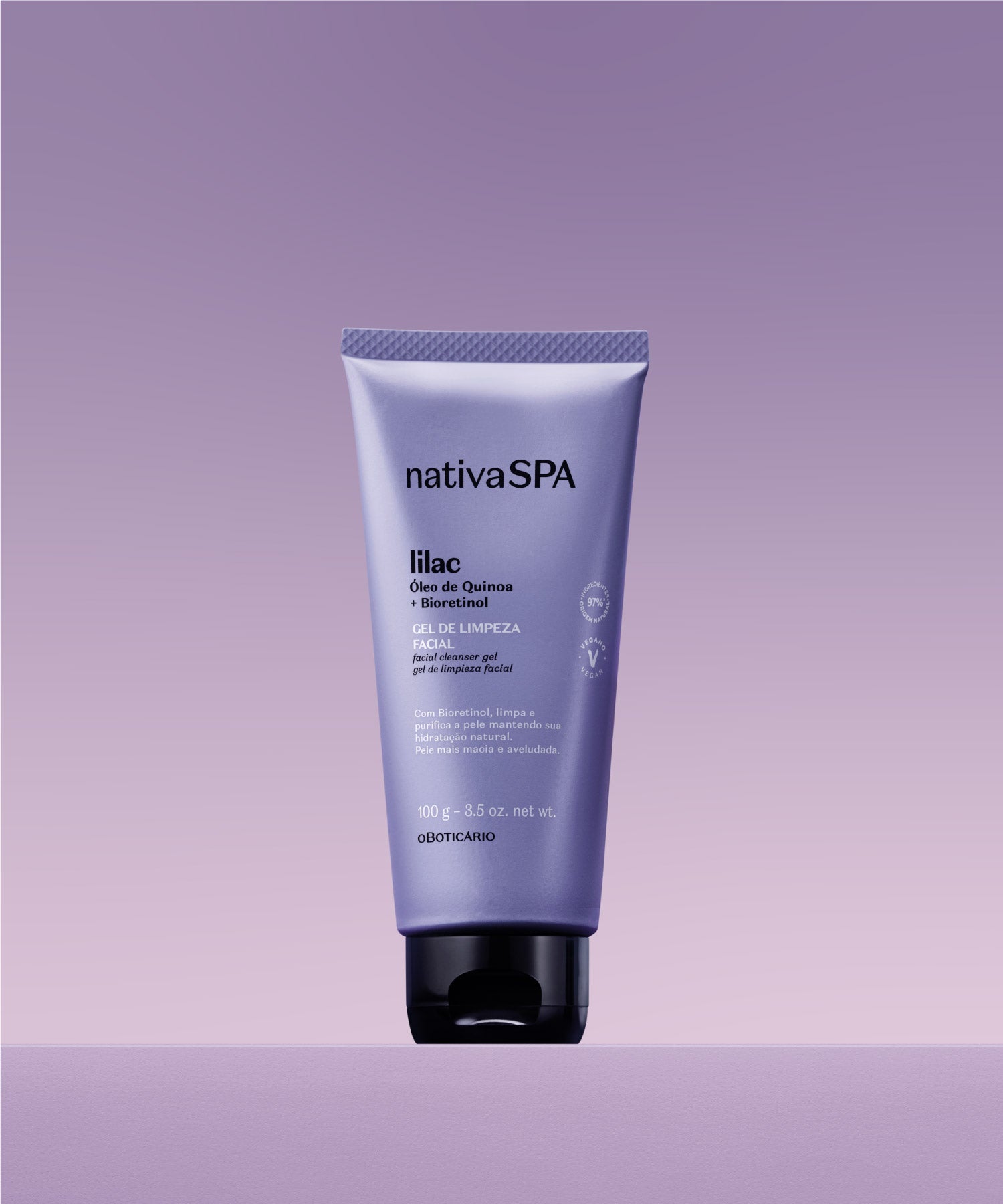 Gel de Limpeza FacialProporciona uma limpeza delicada e profunda, sem ressecar.