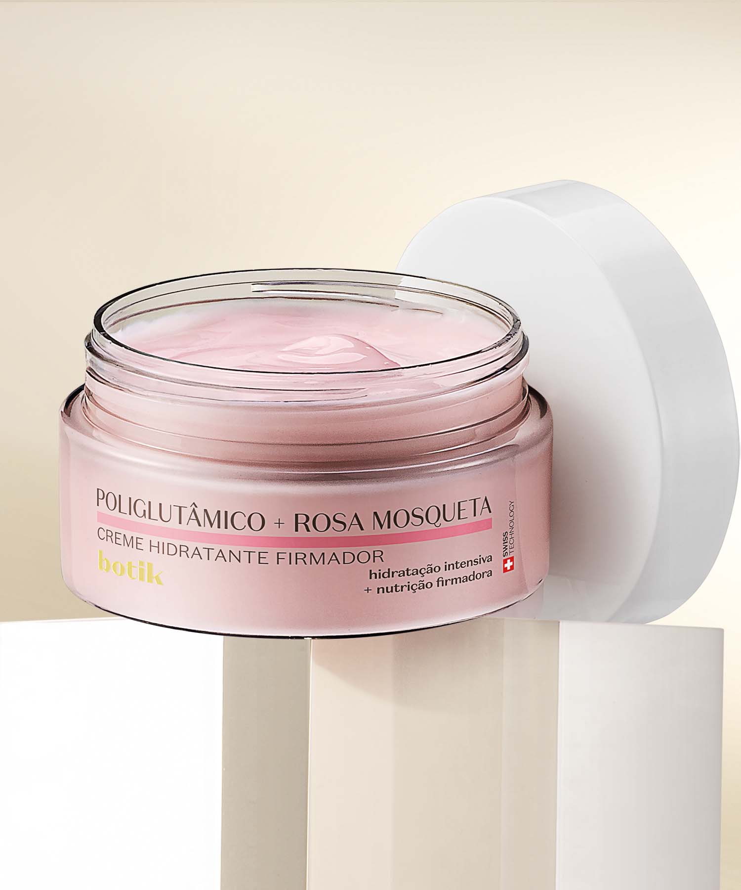 Creme Hidratante Firmador Poliglutâmico + Rosa Mosqueta BotikEm 4 semanas: pele mais suave e macia e redução do aspeto seco