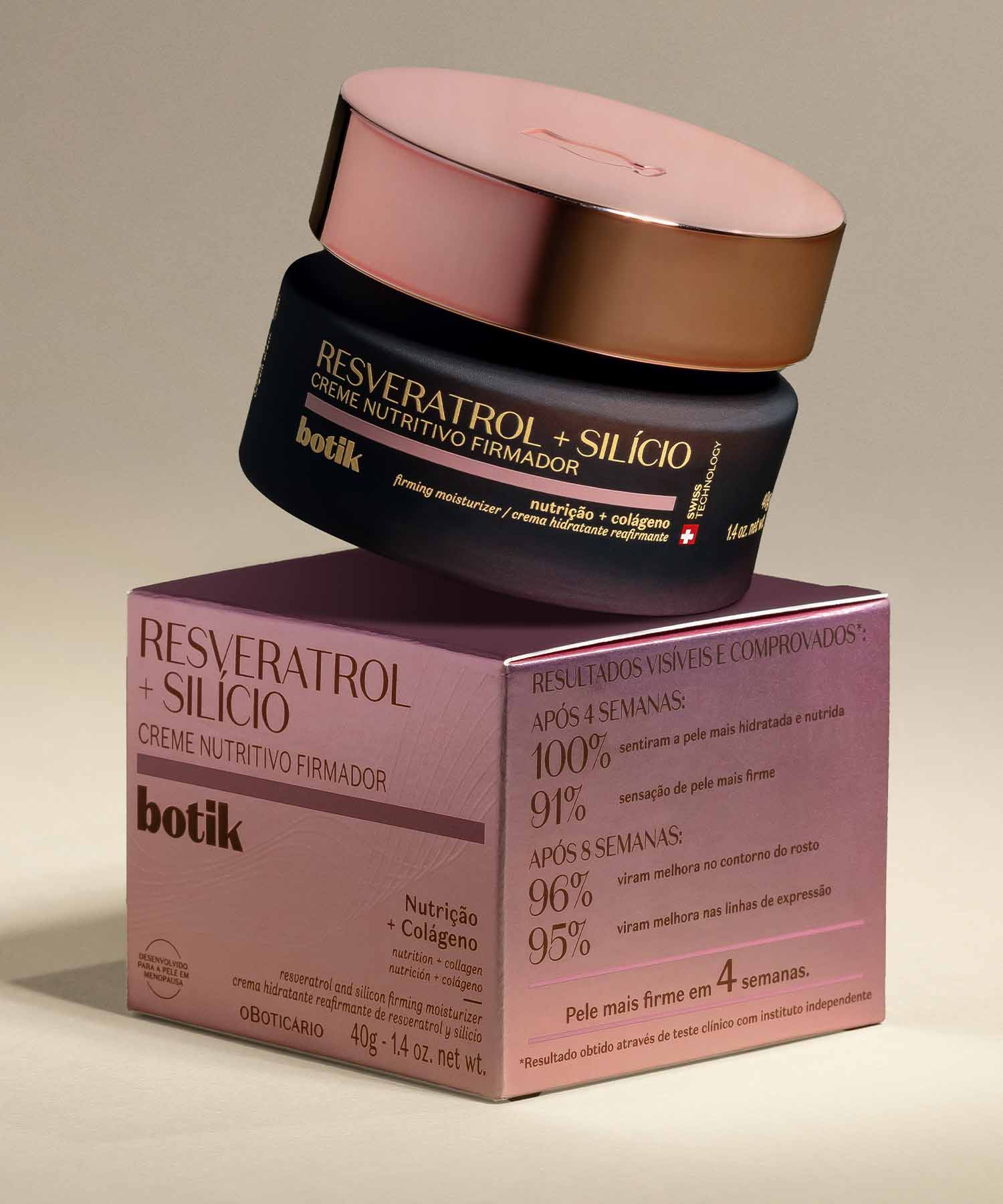 Creme Nutritivo Firmador Botik Resveratrol + SilícioEm 4 semanas: pele mais firme
