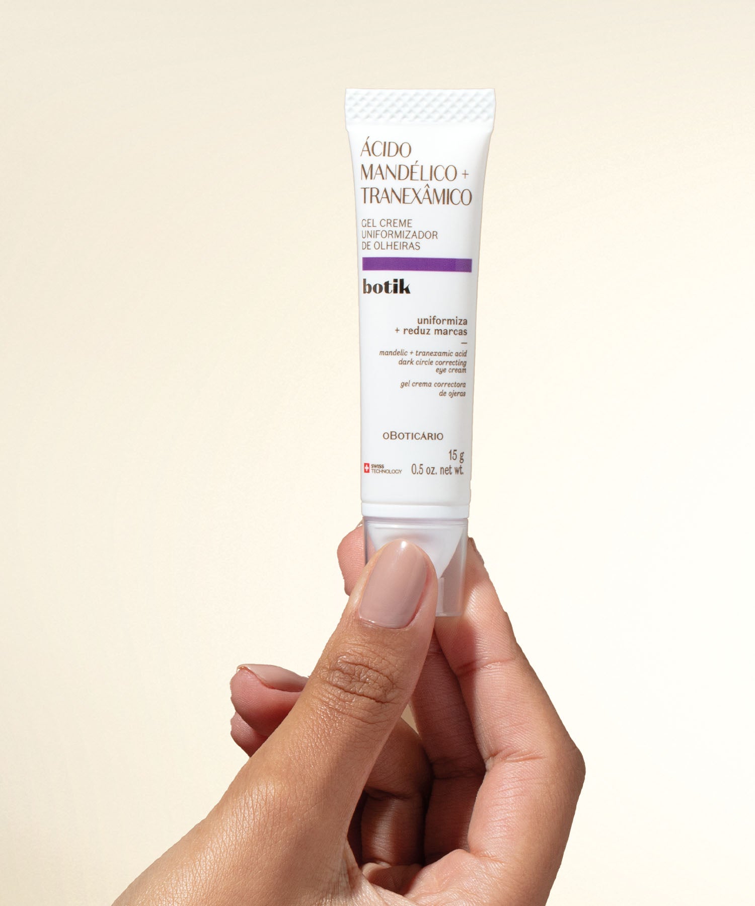 Gel Creme Uniformizador de Olheiras Ácido Mandélico + Tranexâmico BotikEm 4 semanas: reduz olheiras e linhas finas, melhorando o aspeto de bolsas