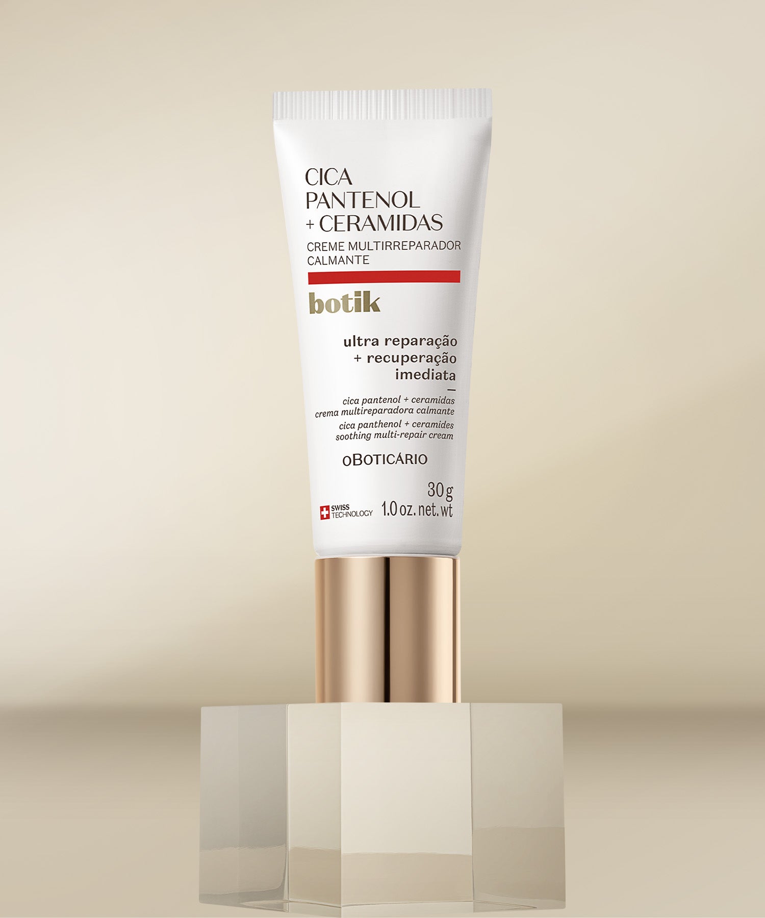 Creme Facial Multirreparador Calmante Botik Cica Pantenol e CeramidasEm 4 semanas: acalma áreas secas da pele sensível e melhora o aspecto das linhas de expressão da pele sensibilizada