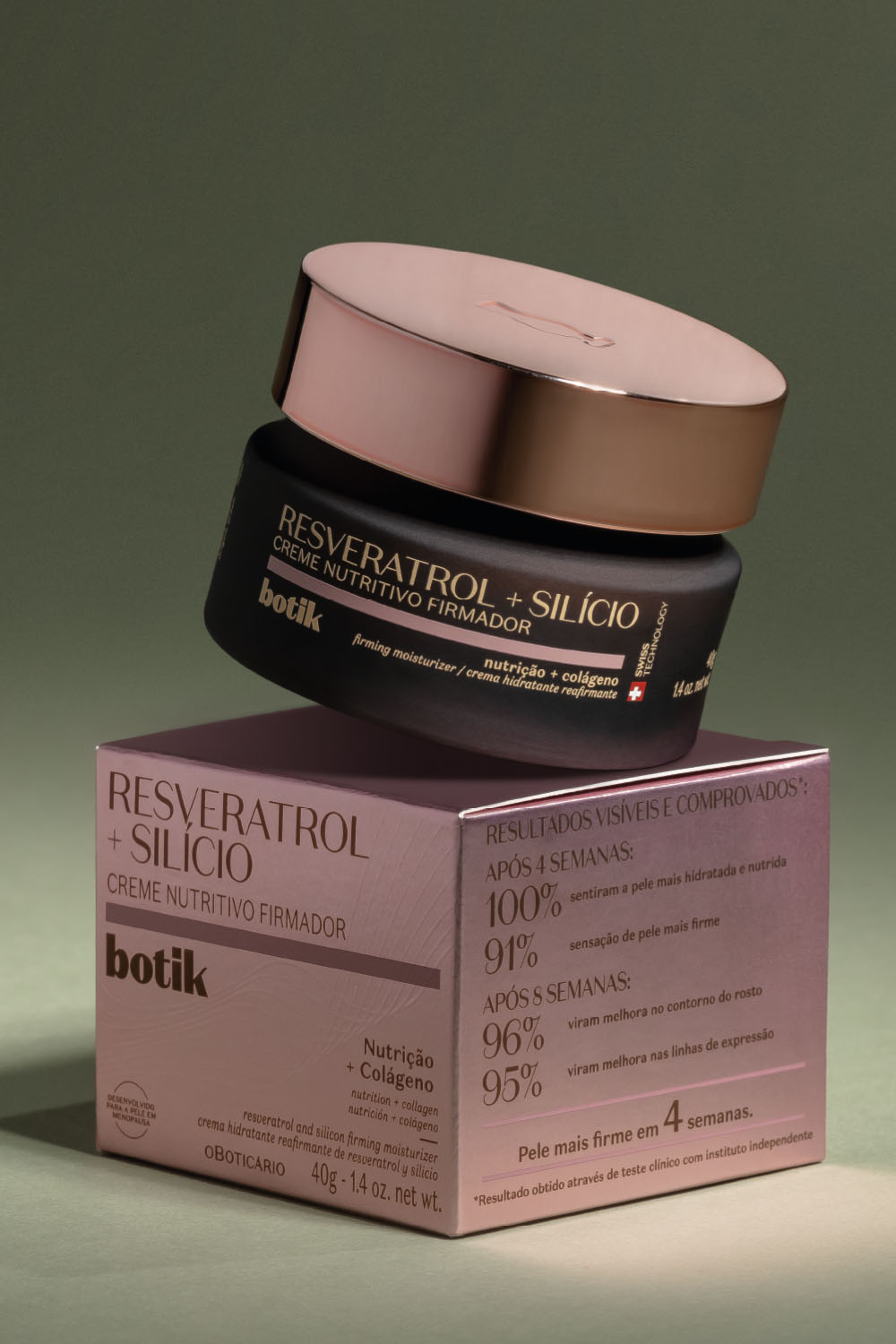 BOTIK FIRM & LIFTProtocolo intensivo de firmeza. Ideal para peles maduras ou com flacidez, estimula o colagénio e redefine o contorno do rosto, garantindo um efeito lifting profundo e duradouro 